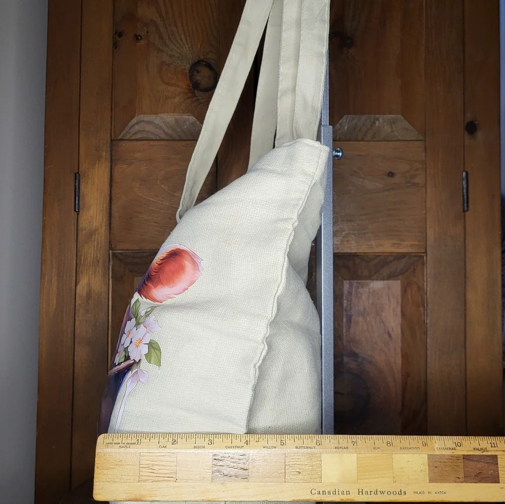 Canvas Tote Bag with Cow and Floral Design - Picture 5 of 13